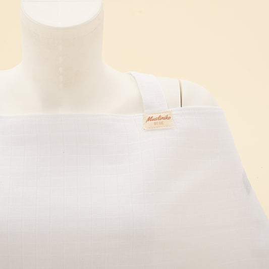 Çift Katlı Muslin Emzirme Önlüğü - Beyaz Muslin