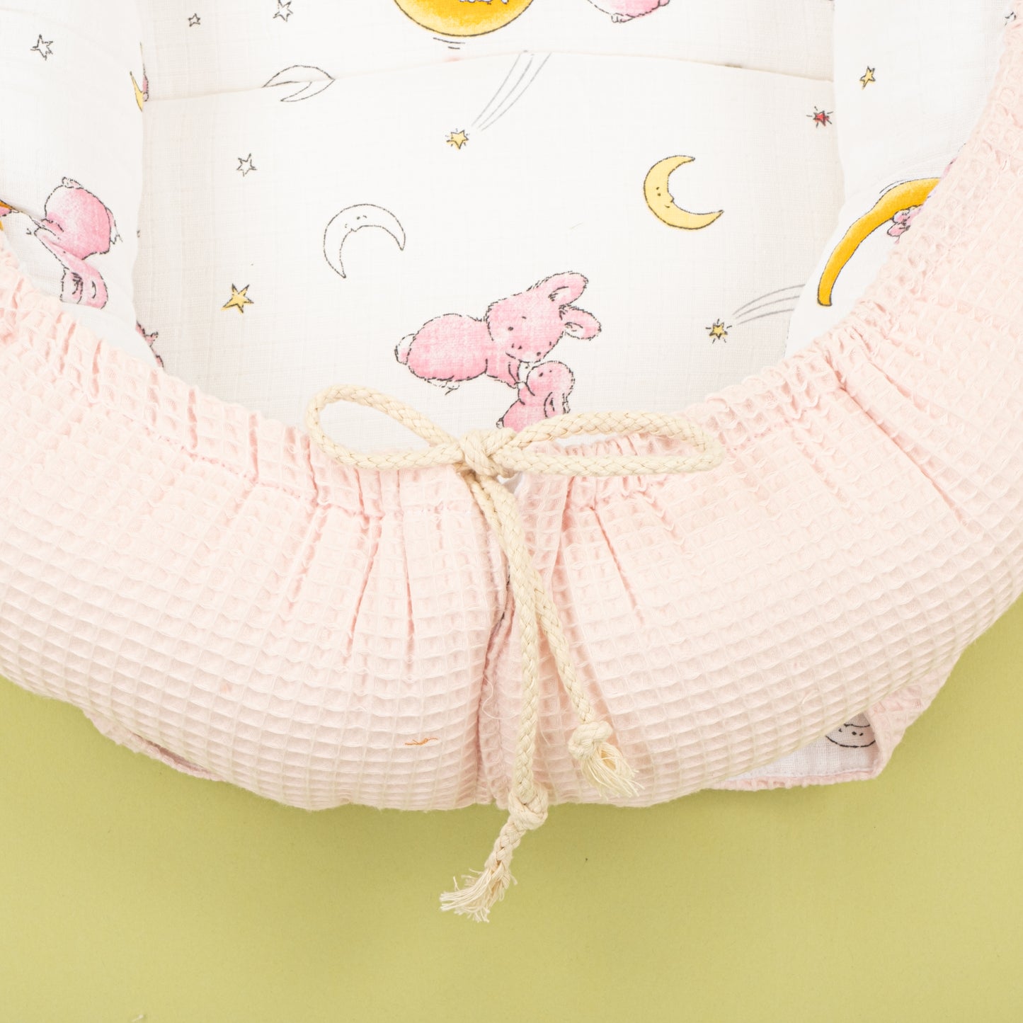 İndirimli Ürün - Çift Taraflı Babynest - Pembe Petek - Pembe Tavşan