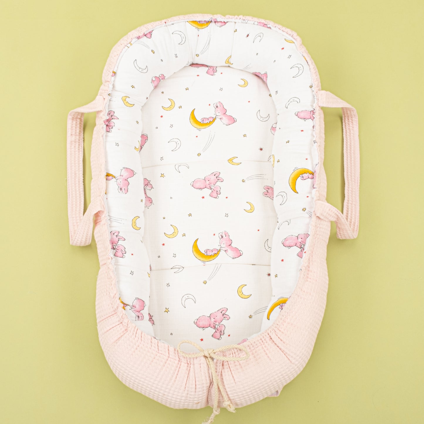 İndirimli Ürün - Çift Taraflı Babynest - Pembe Petek - Pembe Tavşan