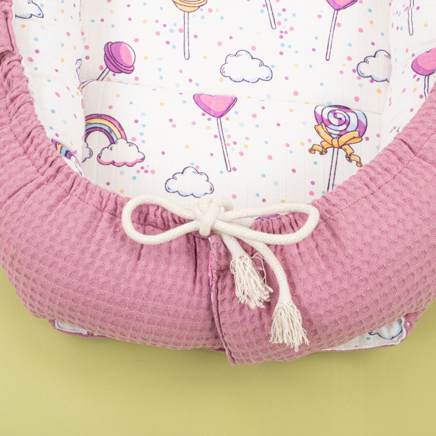 İndirimli Ürün - Çift Taraflı Babynest ve Yastık - Mürdüm Petek - Lolipop