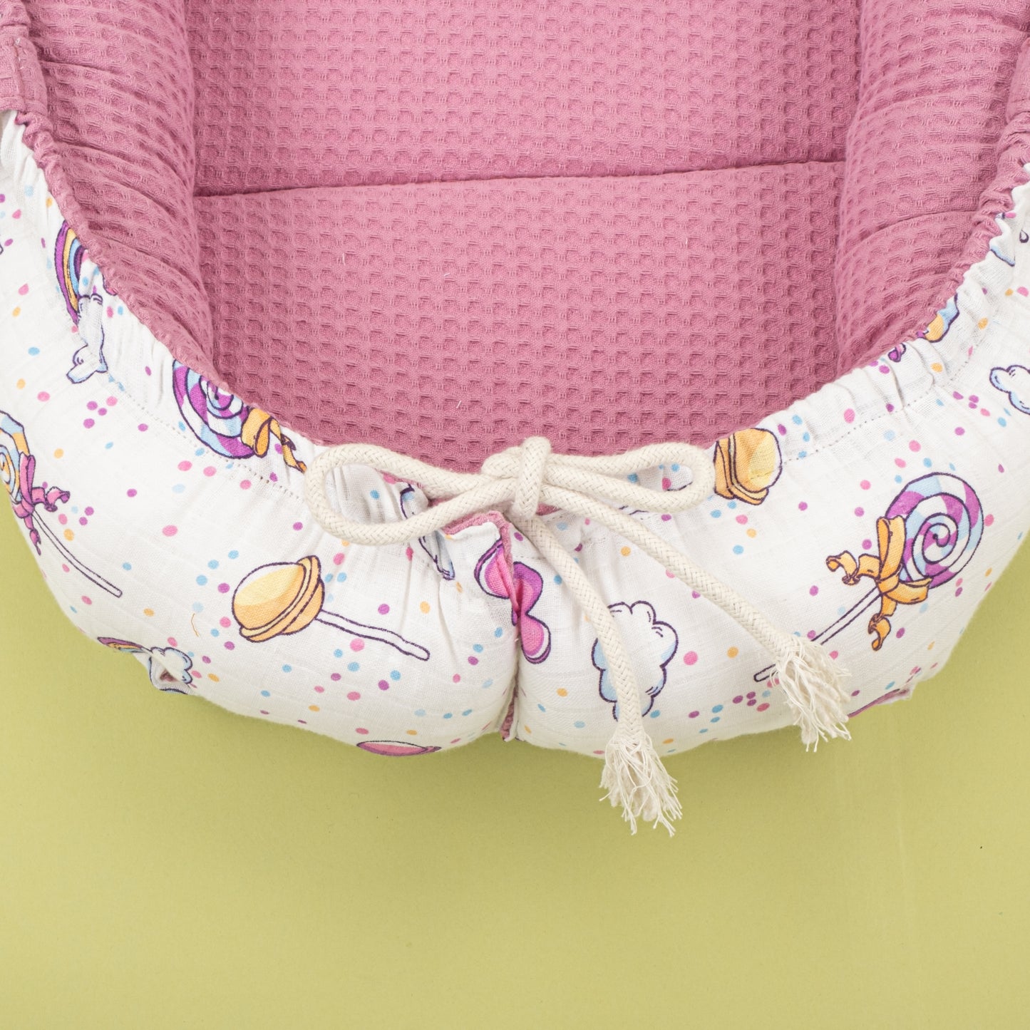 İndirimli Ürün - Çift Taraflı Babynest ve Yastık - Mürdüm Petek - Lolipop