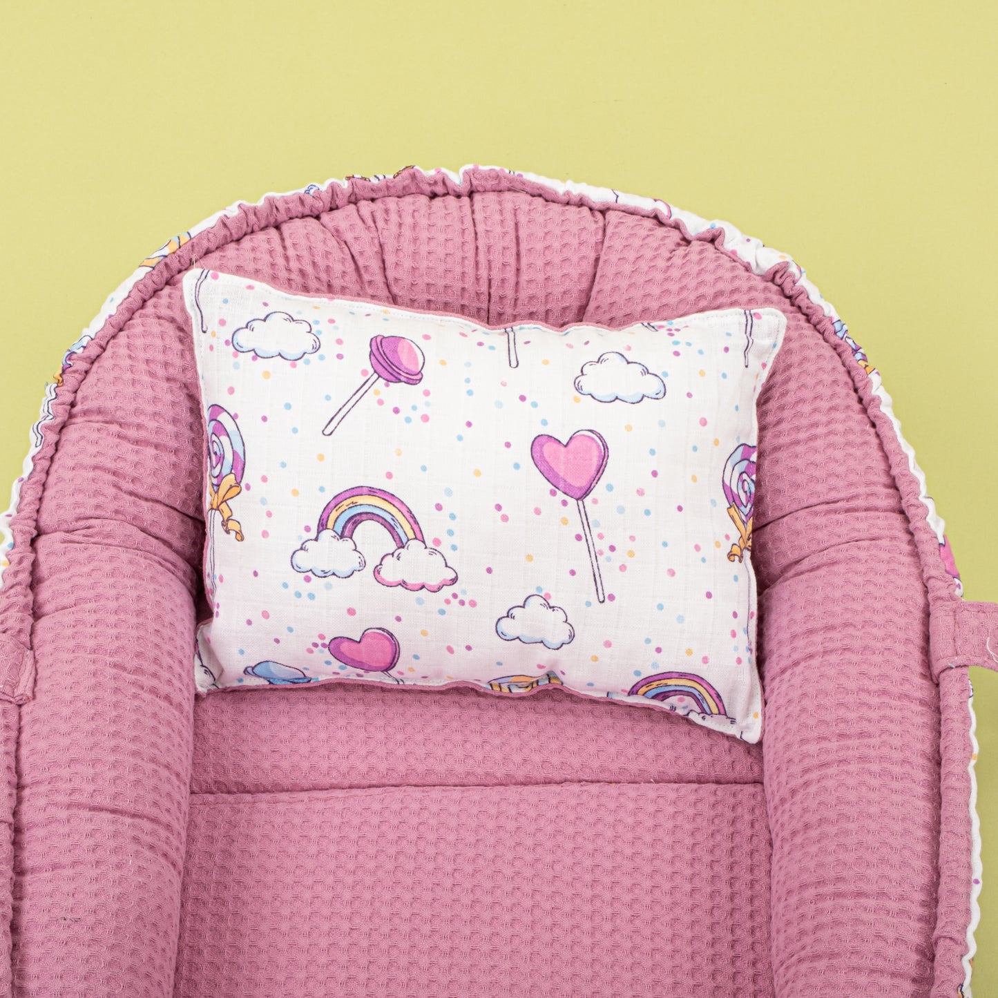 İndirimli Ürün - Çift Taraflı Babynest ve Yastık - Mürdüm Petek - Lolipop