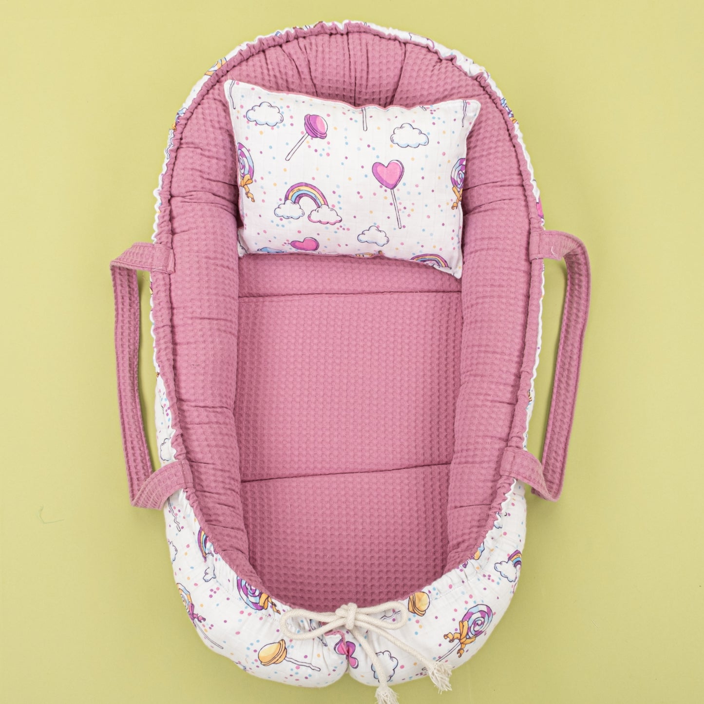 İndirimli Ürün - Çift Taraflı Babynest ve Yastık - Mürdüm Petek - Lolipop
