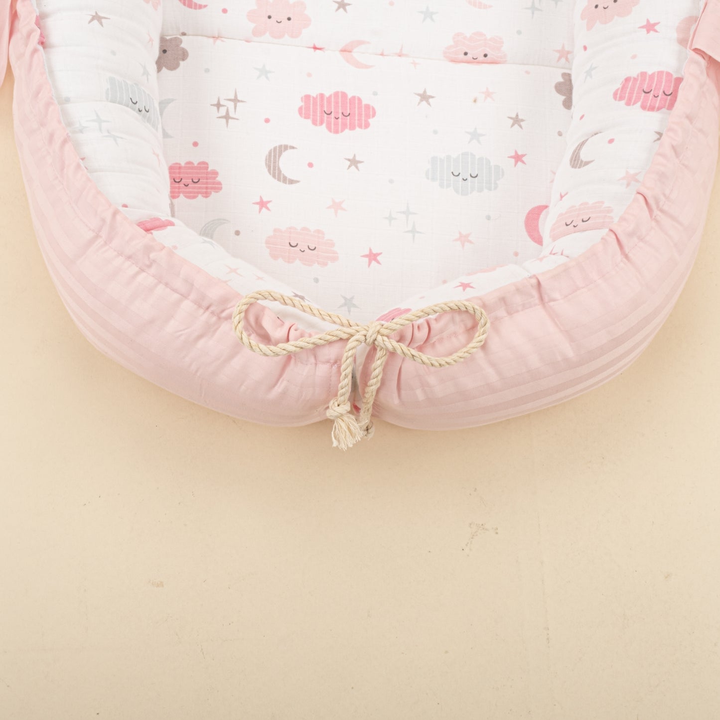 Babynest ve Yastık - Çift Taraflı - Pembe Saten - Pembe Bulut