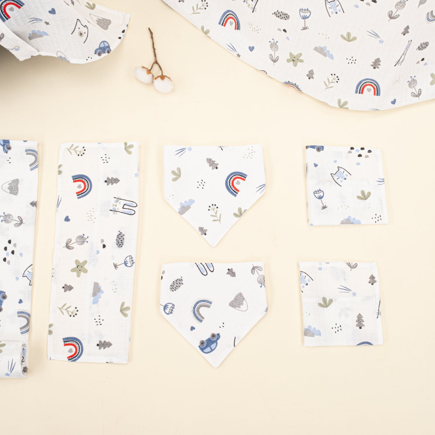 9 Parça Avantajlı Set - Tek Taraflı - Mavi Kedi
