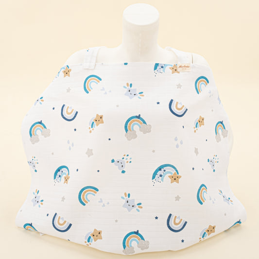 Çift Katlı Muslin Emzirme Önlüğü - Mavi Gökkuşağı