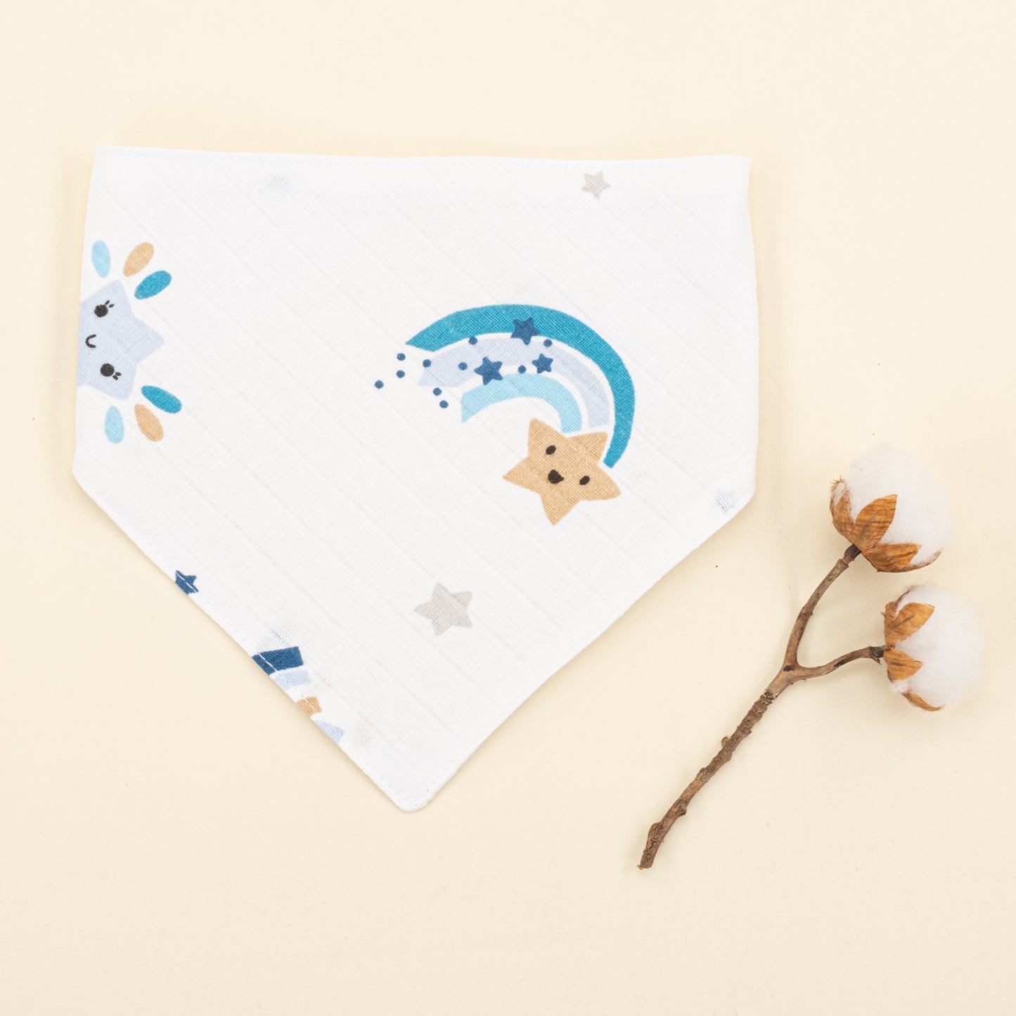 Önlük ve Mendil Seti - Tek Taraflı - Mavi Gökkuşağı