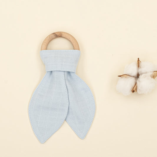 Diş Kaşıyıcı - Emzik Askısı - Salya Önlük Seti - Bebe Mavi Muslin