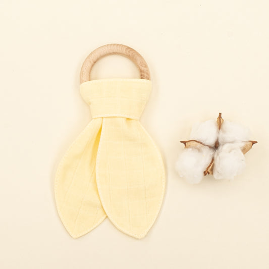 Diş Kaşıyıcı - Emzik Askısı - Salya Önlük Seti - Sarı Muslin