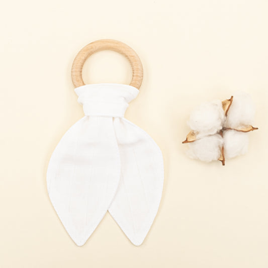 Diş Kaşıyıcı - Emzik Askısı - Salya Önlük Seti - Beyaz Muslin