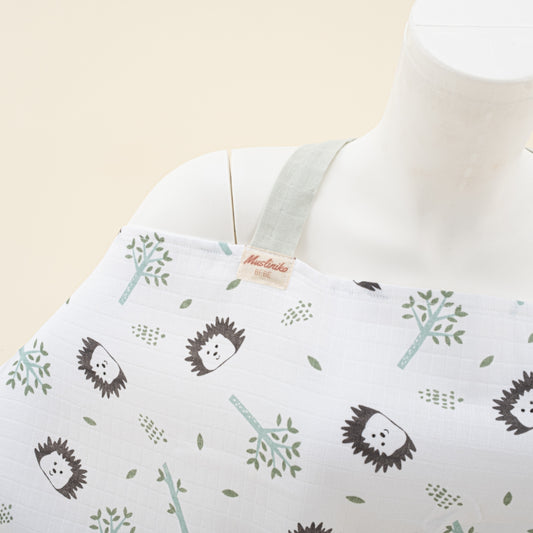 Çift Katlı Muslin Emzirme Önlüğü - Kirpi