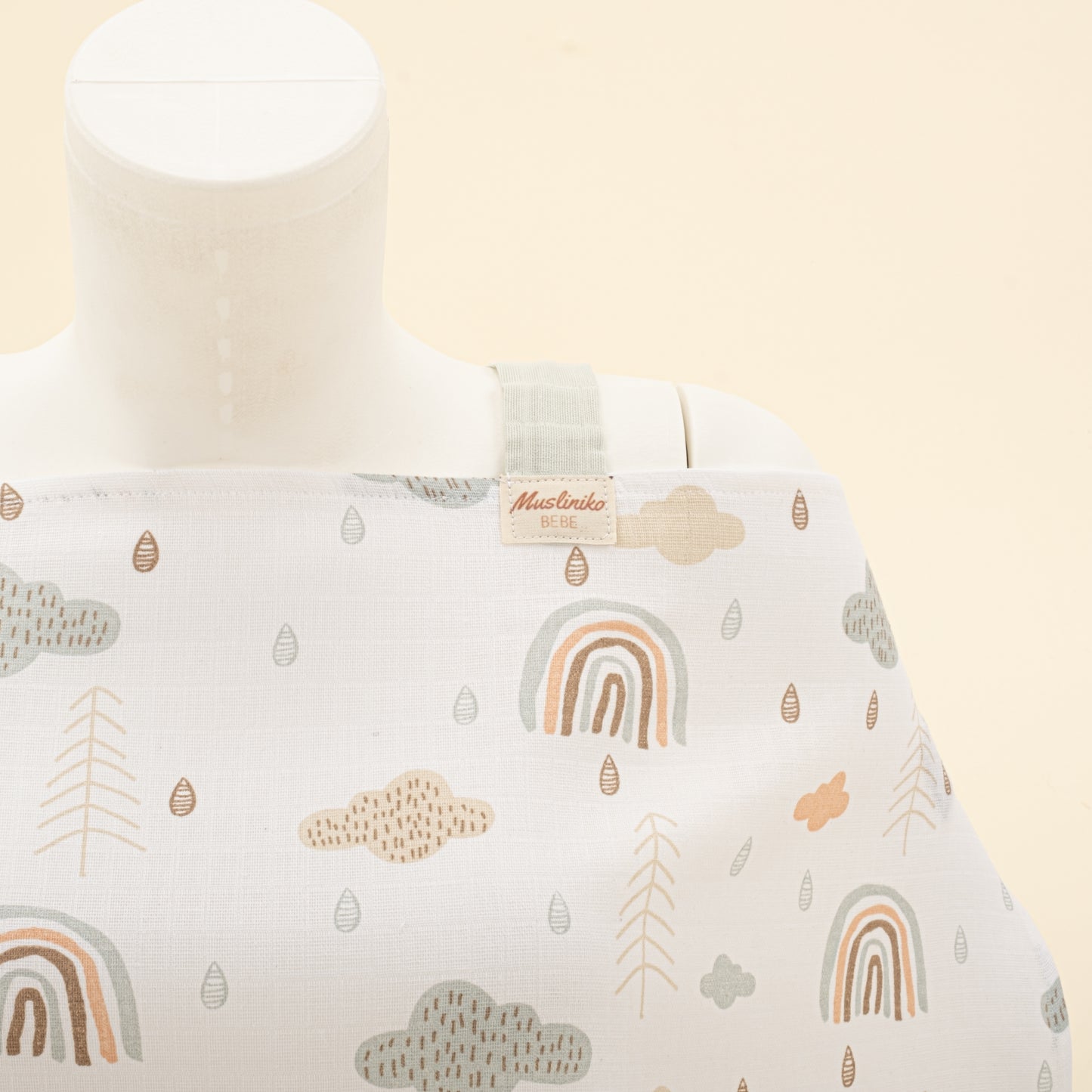 Çift Katlı Muslin Emzirme Önlüğü - Yeşil Gökkuşağı