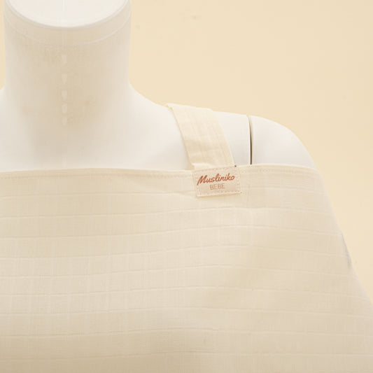 Çift Katlı Muslin Emzirme Önlüğü - Krem Muslin