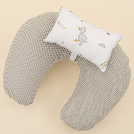 Emzirme Yastığı - Çift Taraflı - Gri Petek - Ördekler