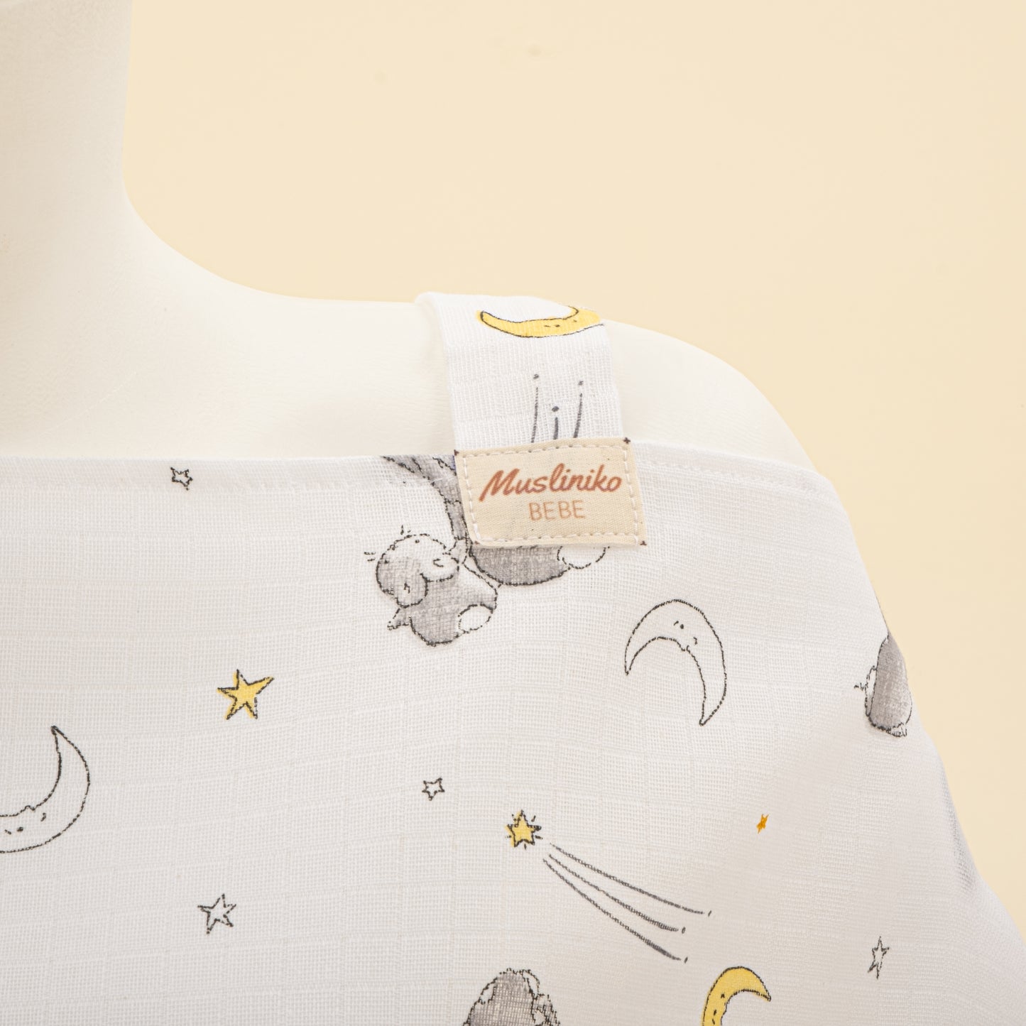 Çift Katlı Muslin Emzirme Önlüğü - Gri Tavşan