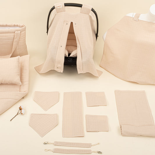 14 Parça Avantajlı Set - Tek Katlı - Kumsal Beji Muslin