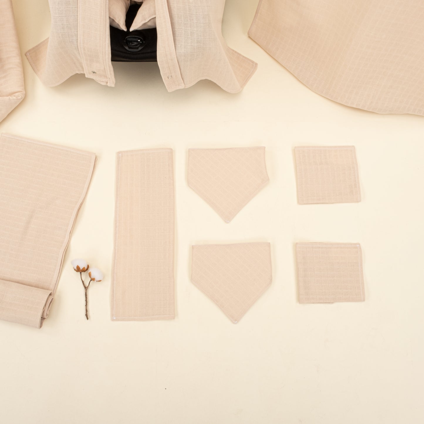 11 Parça Avantajlı Set - Tek Taraflı - Kumsal Beji Muslin