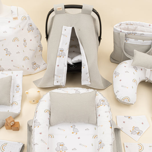 18 Parça Full Set - Çift Taraflı - Gri Petek - Ördekler