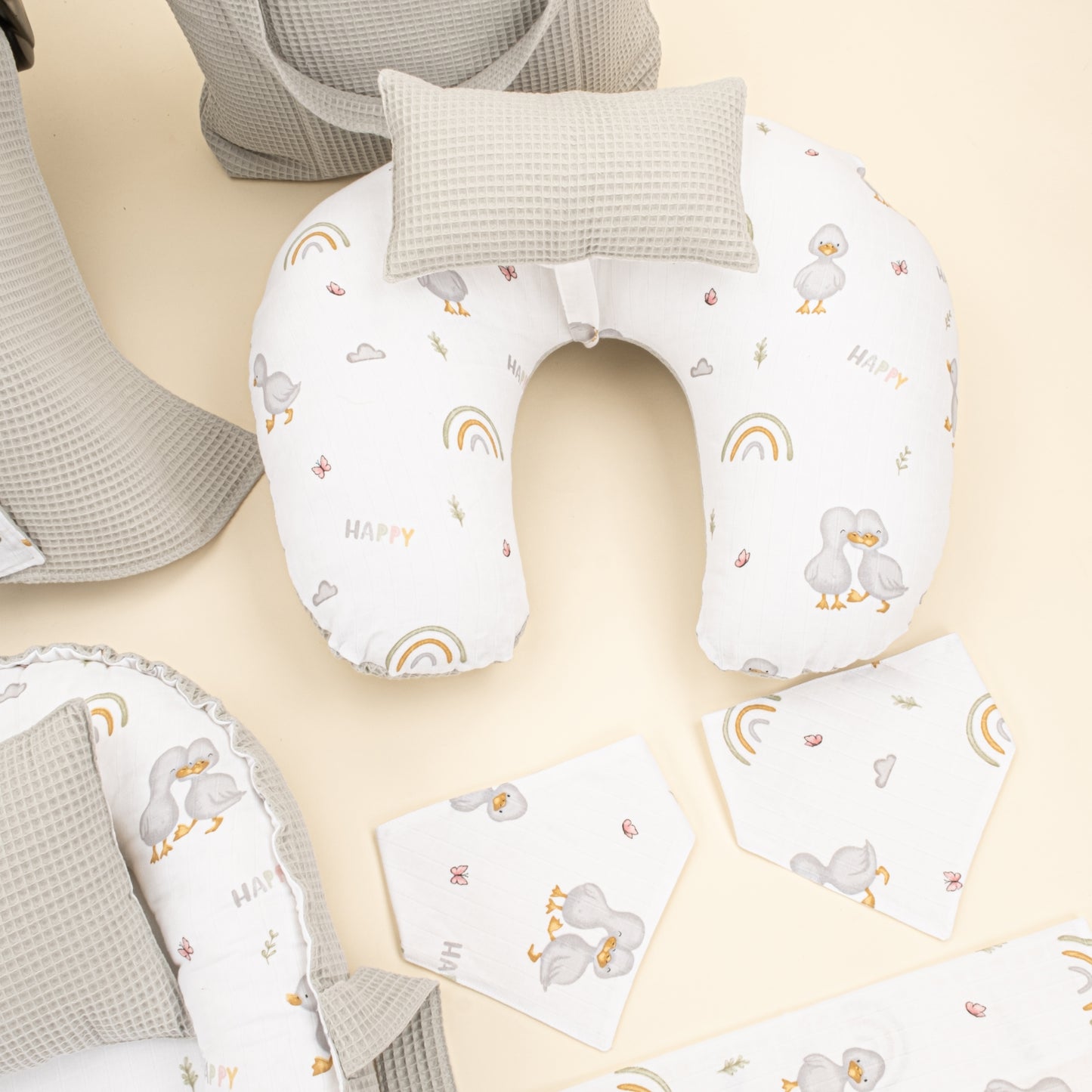 18 Parça Full Set - Çift Taraflı - Gri Petek - Ördekler