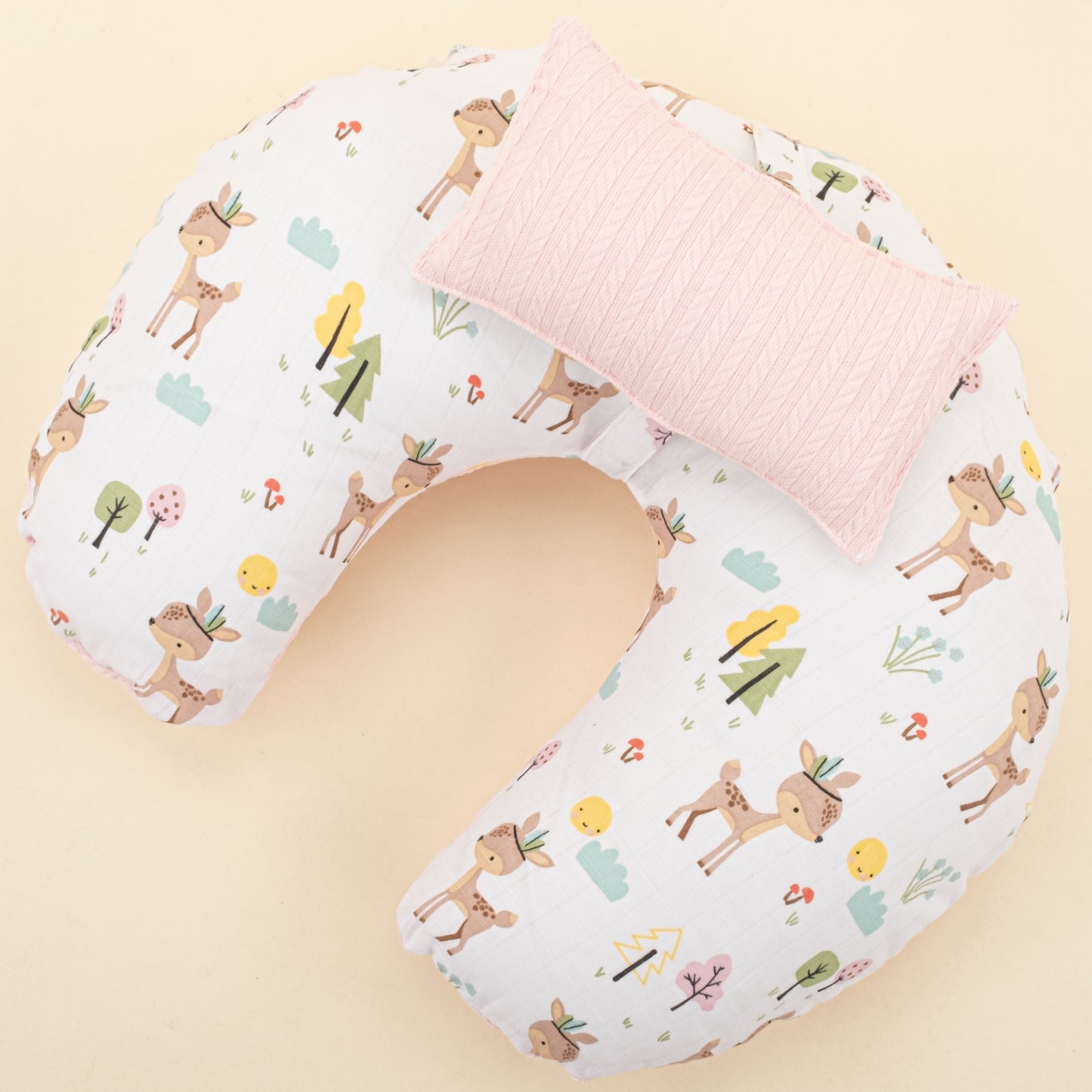 Emzirme Yastığı - Çift Taraflı - Şeker Pembe Örgü - Ceylan