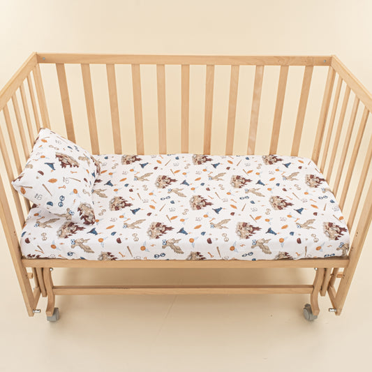 Bebek Muslin Nevresim Seti (Yorgan Kılıfı,Yastık Kılıfı,Lastikli Çarşaf) - Kumsal Beji Muslin - Harry