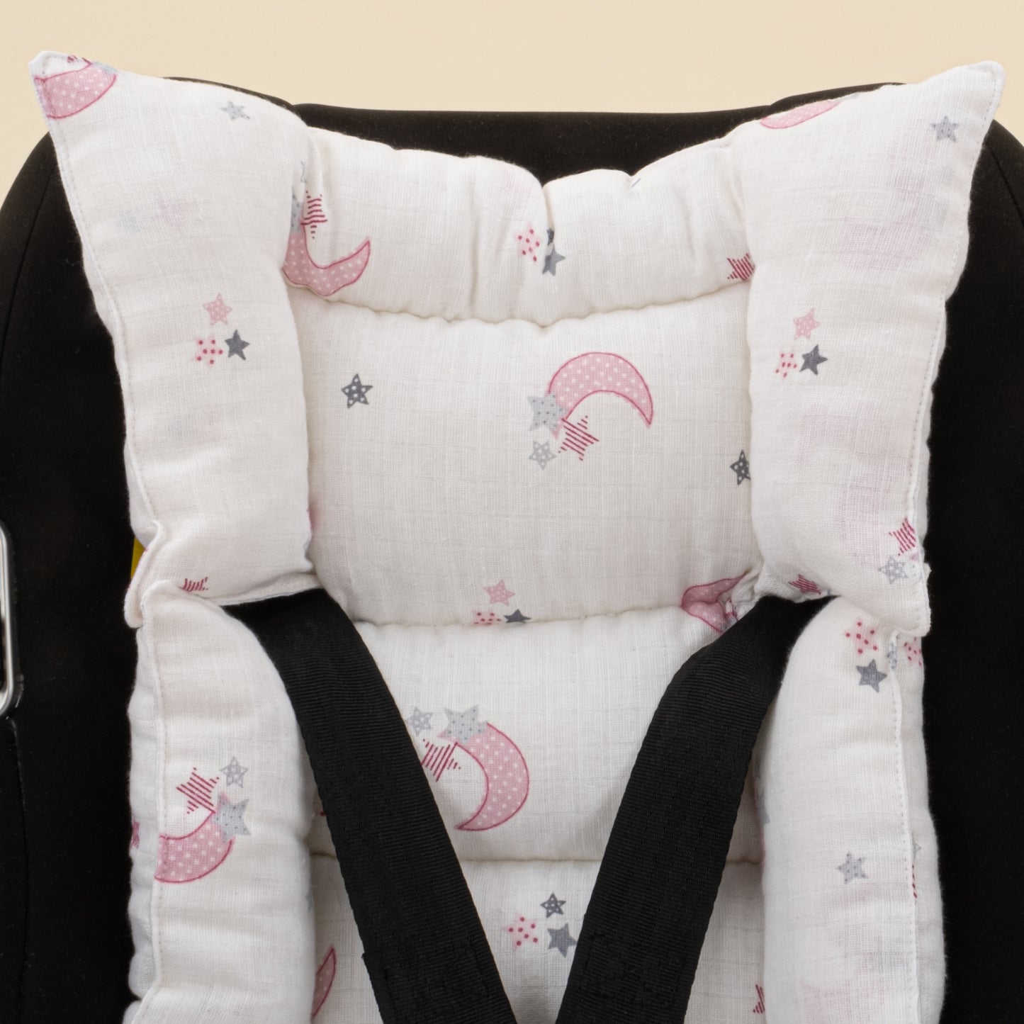 Puset Seti - Çift Taraflı - Bebe Pembe Muslin - Pembe Ay