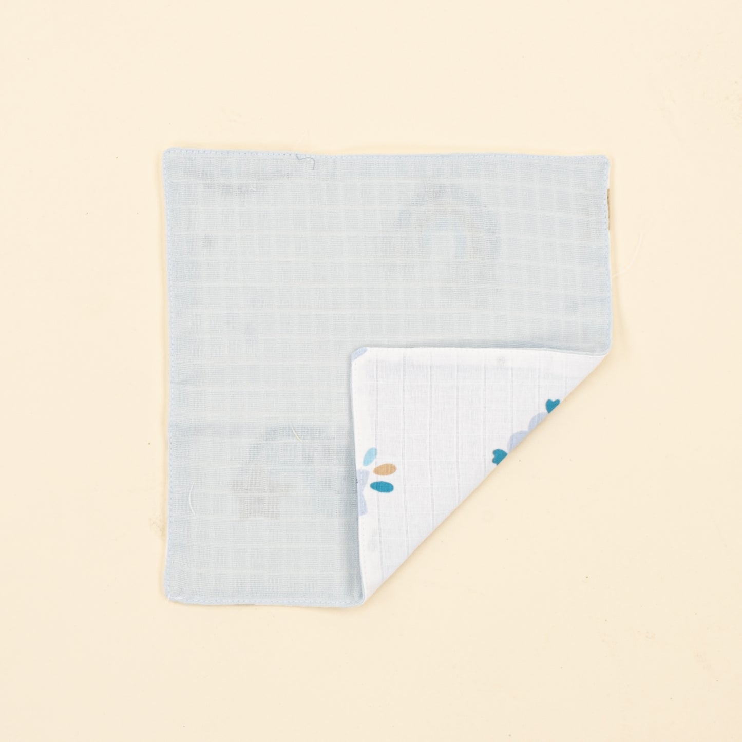 Önlük ve Mendil Seti - Çift Taraflı - Bebe Mavisi Muslin - Mavi Gökkuşağı