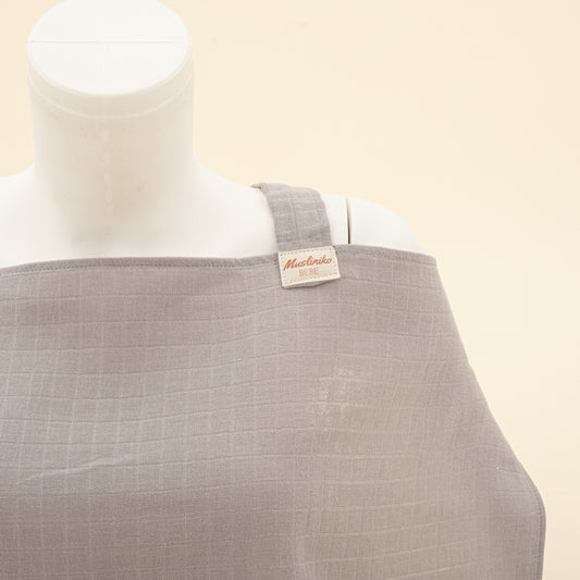 Çift Katlı Muslin Emzirme Önlüğü - Koyu Gri Muslin