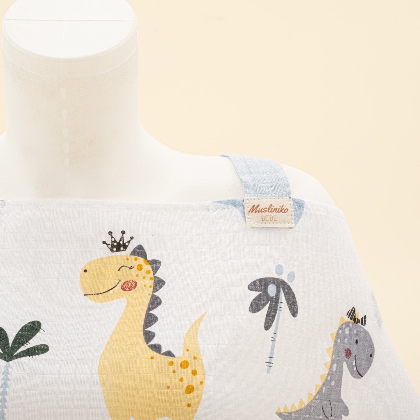 Tek Katlı Muslin Emzirme Önlüğü - Dino