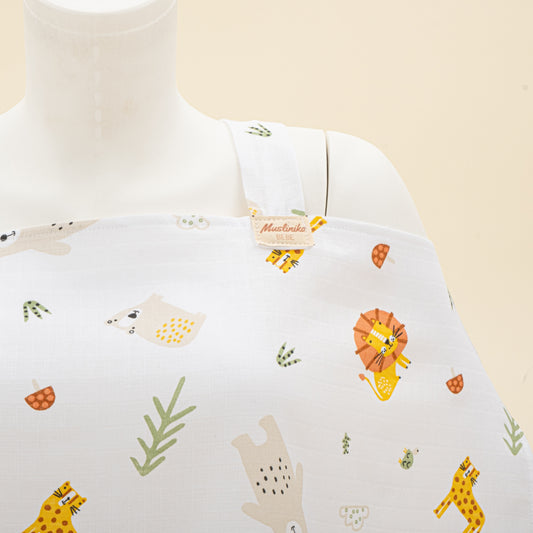 Çift Katlı Muslin Emzirme Önlüğü - Aslan