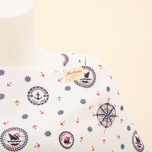 Çift Katlı Muslin Emzirme Önlüğü - Mavi Gemi