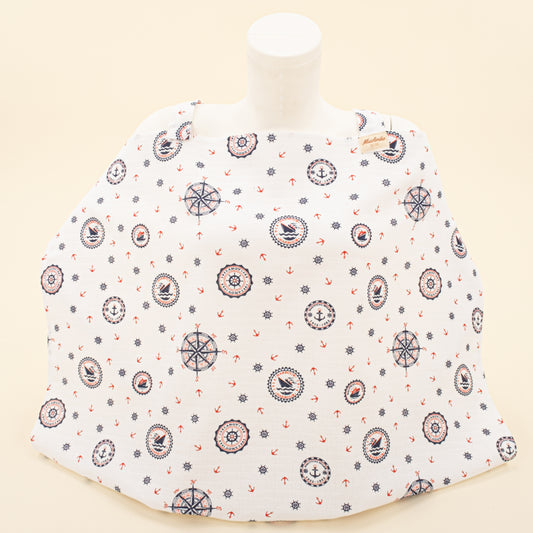 Çift Katlı Muslin Emzirme Önlüğü - Mavi Gemi