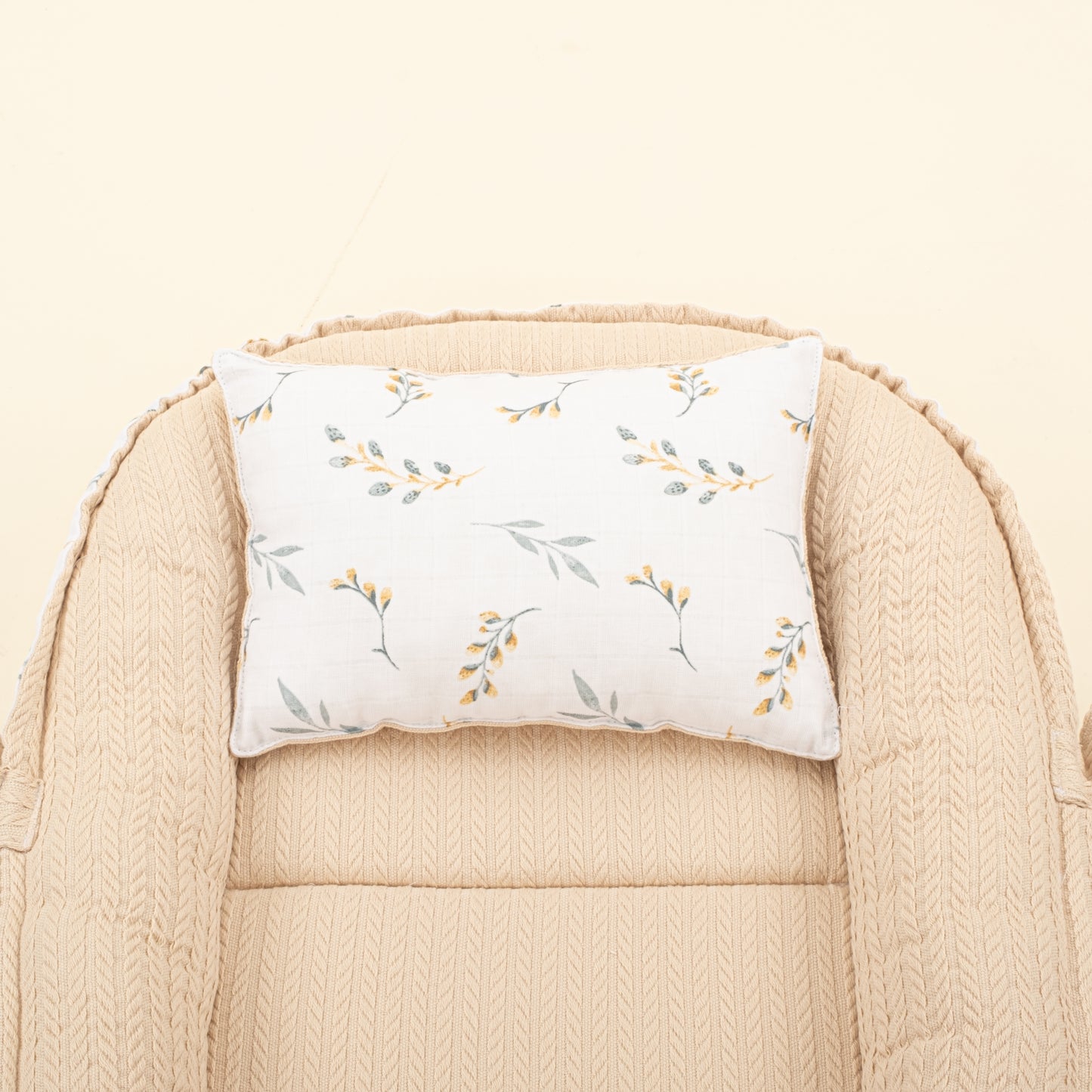 Babynest ve Yastık - Çift Taraflı - Sütlü Kahve Örgü - Yapraklar