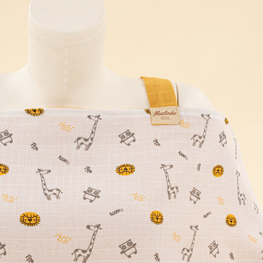 Çift Katlı Muslin Emzirme Önlüğü - Zürafa