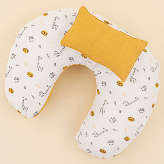 Emzirme Yastığı - Çift Taraflı - Hardal Muslin - Zürafa