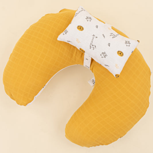 Emzirme Yastığı - Çift Taraflı - Hardal Muslin - Zürafa