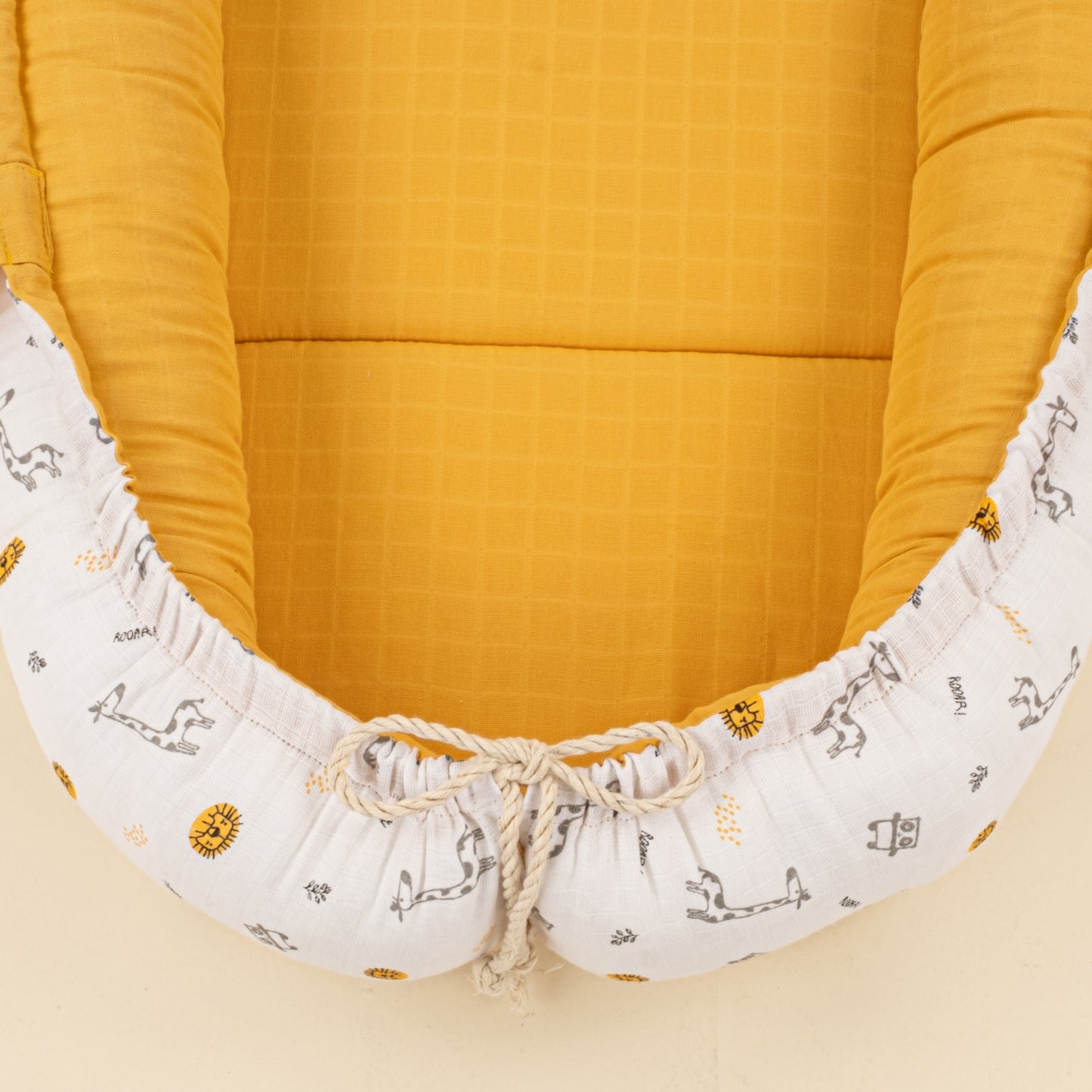 Babynest ve Yastık - Çift Taraflı - Hardal Muslin - Zürafa