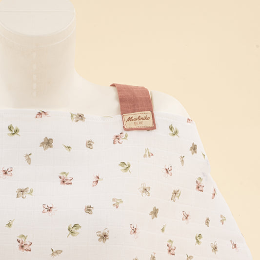 Çift Katlı Muslin Emzirme Önlüğü - Çiçekler
