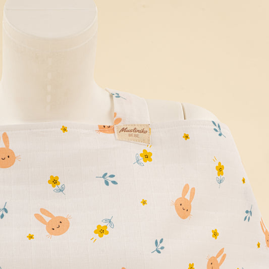 Çift Katlı Muslin Emzirme Önlüğü - Turuncu Tavşan