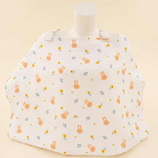 Çift Katlı Muslin Emzirme Önlüğü - Turuncu Tavşan