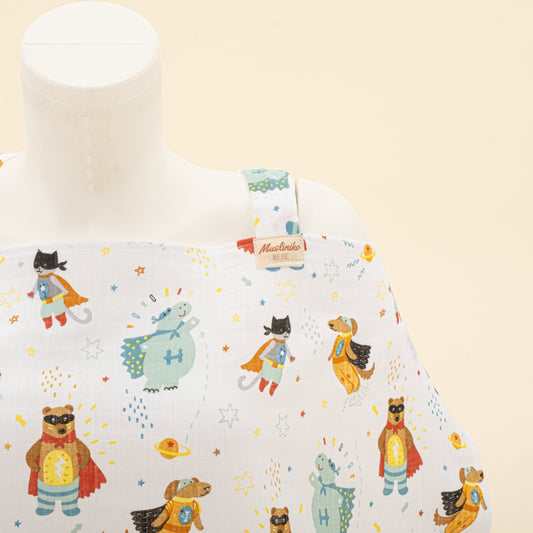 Çift Katlı Muslin Emzirme Önlüğü - Süper Kahramanlar