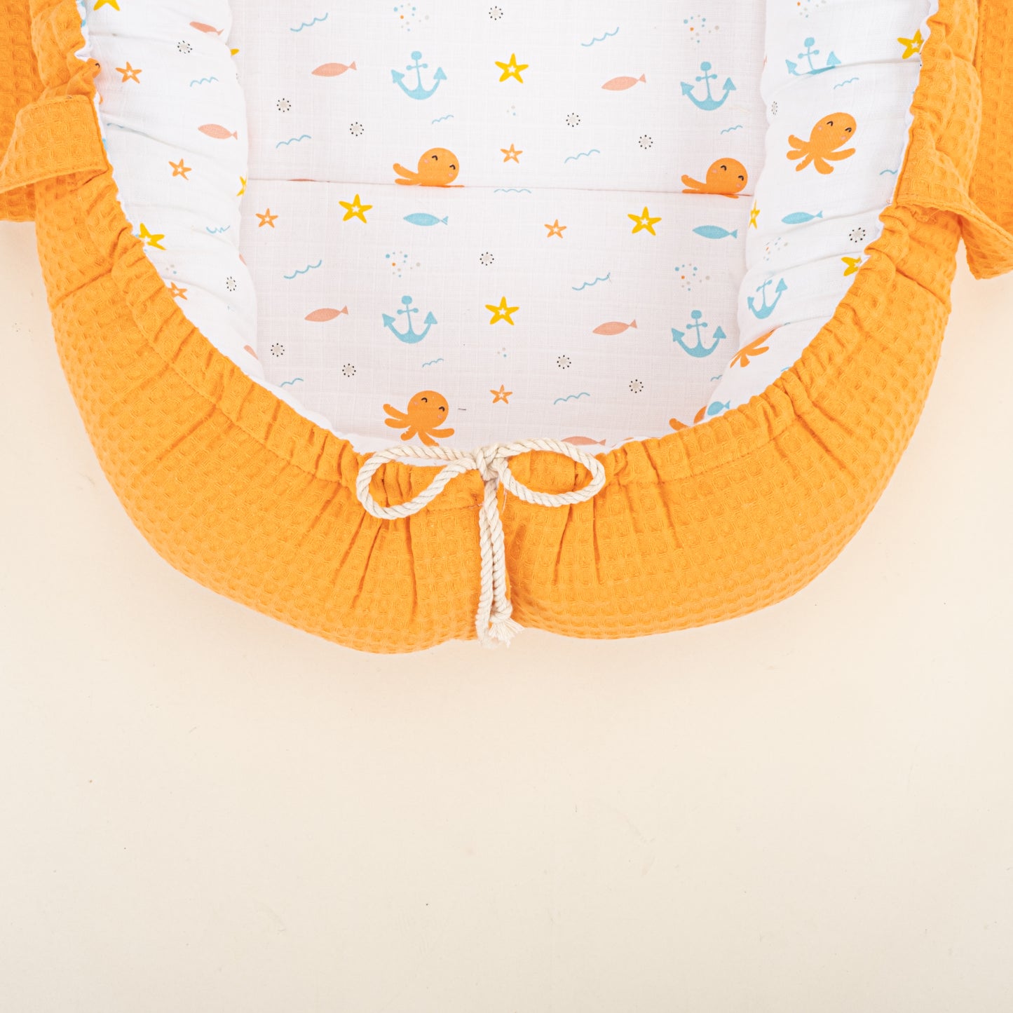 Babynest ve Yastık- Çift Taraflı - Oranj Petek - Ahtapot