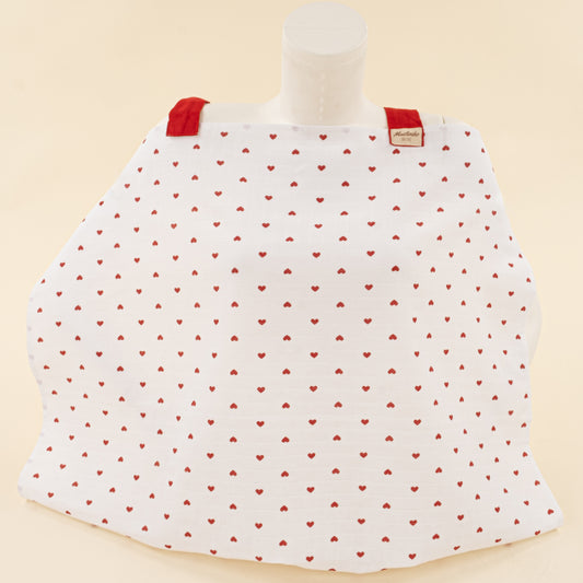 Çift Katlı Muslin Emzirme Önlüğü - Kırmızı Kalp