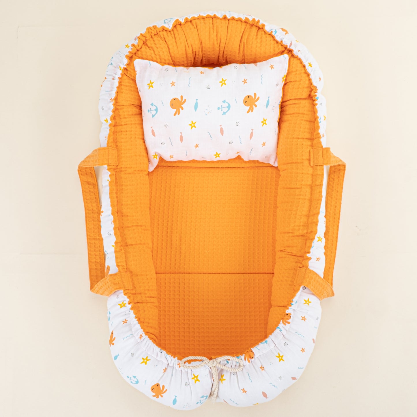 Babynest ve Yastık- Çift Taraflı - Oranj Petek - Ahtapot