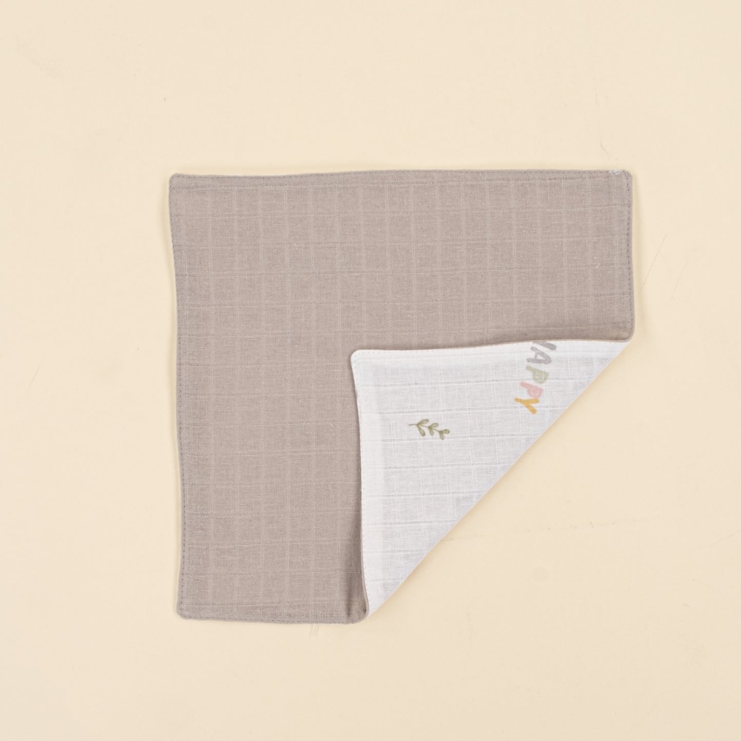 Önlük ve Mendil Seti - Çift Taraflı - Gri Muslin - Ördekler