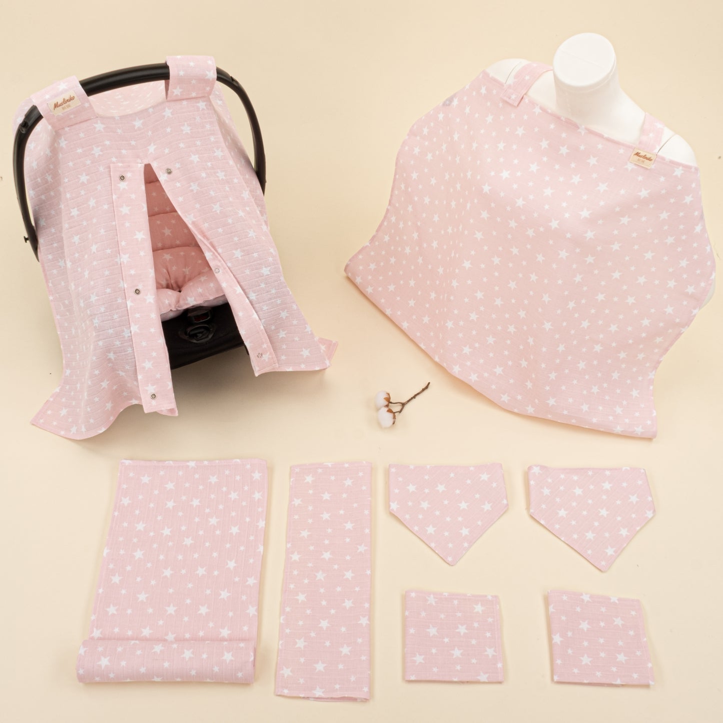 9 Parça Avantajlı Set - Tek Taraflı - Pembe Minik Yıldızlar