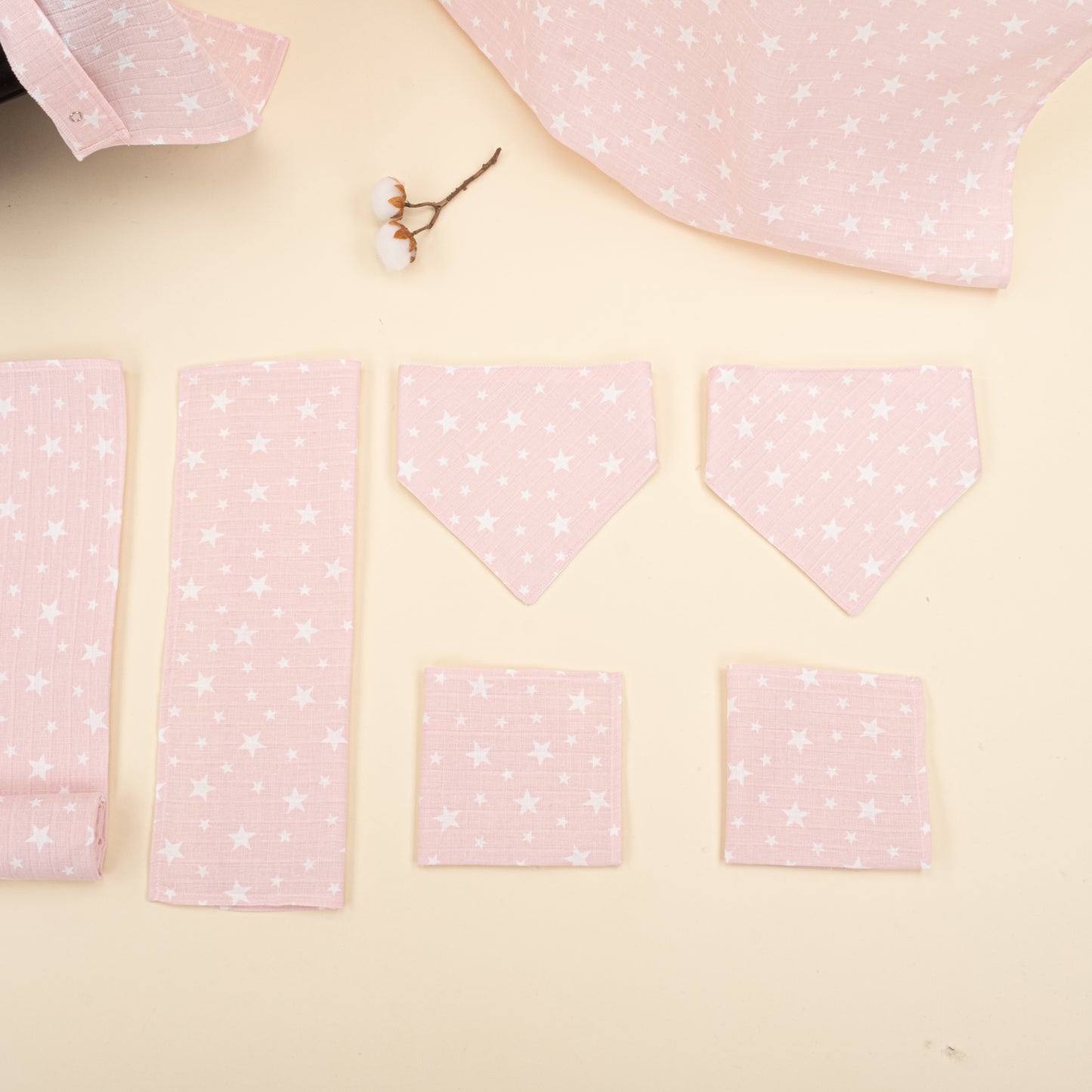 9 Parça Avantajlı Set - Tek Taraflı - Pembe Minik Yıldızlar