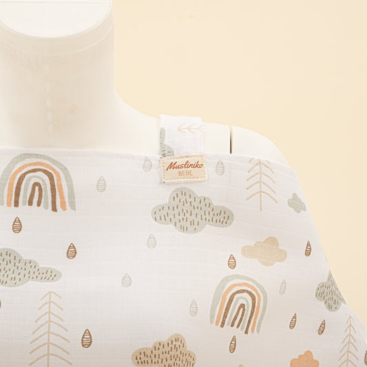 Çift Katlı Muslin Emzirme Önlüğü - Yeşil Gökkuşağı