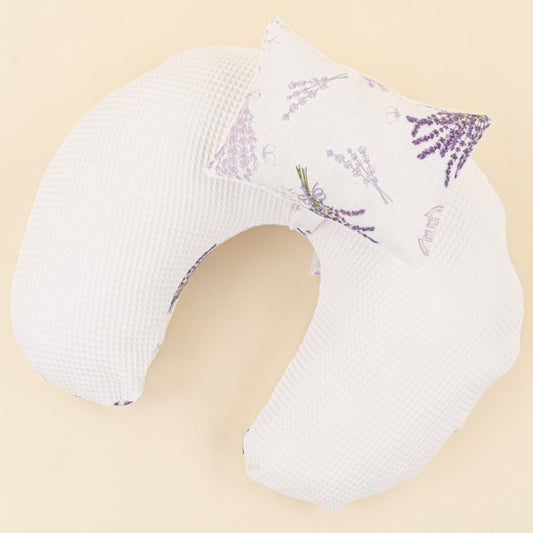 Emzirme Yastığı - Çift Taraflı - Beyaz Petek - Lavanta