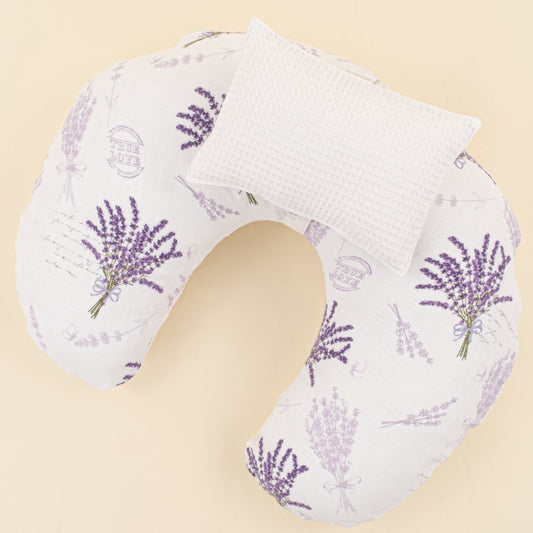 Emzirme Yastığı - Çift Taraflı - Beyaz Petek - Lavanta